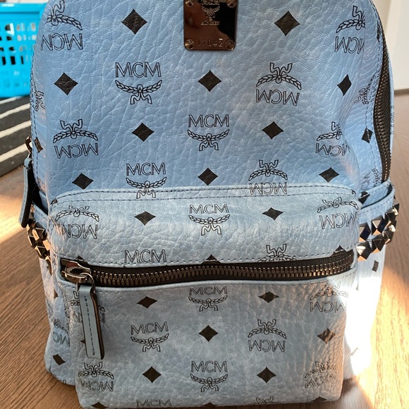 MCM stack sided backpack Medium denim light blue - Picture 3 of 7